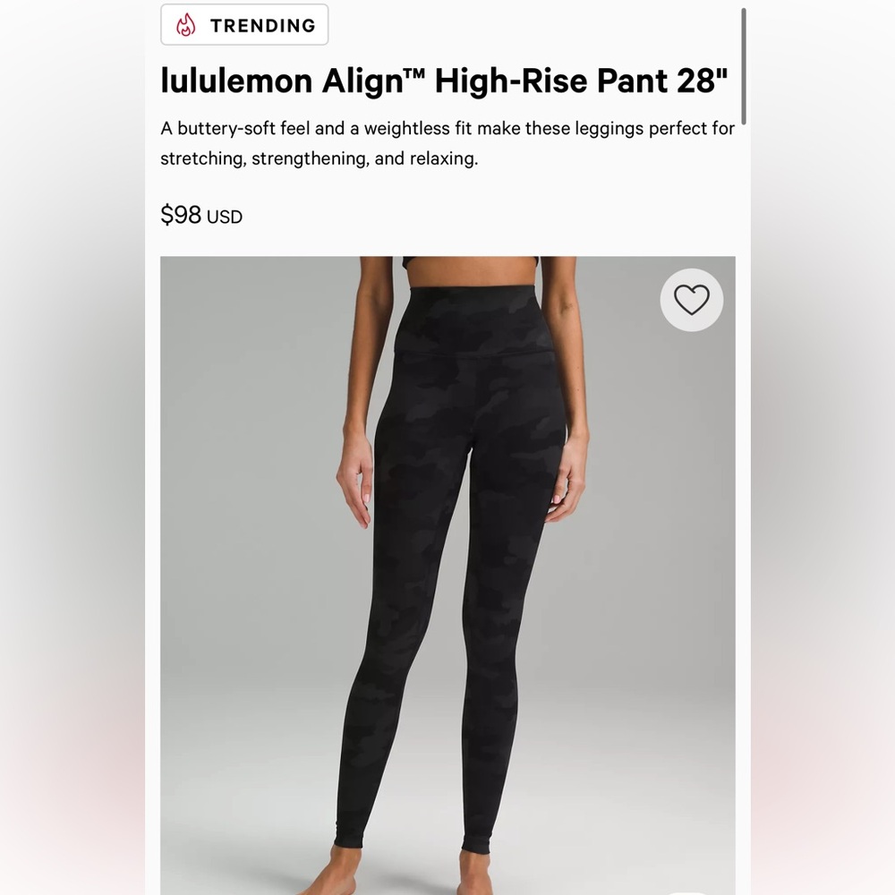 Lululemon Align High Rise Black Camo Leggings